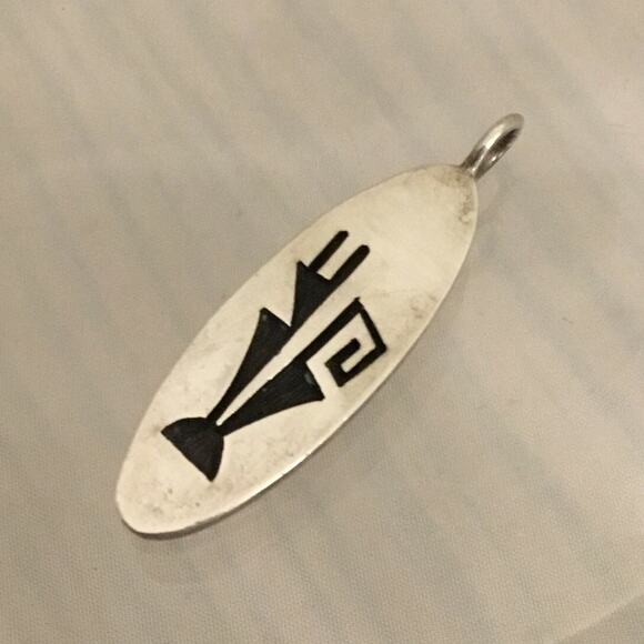 Vintage Watson Honanie Hopi Sterling Silver Overlay Abstract PENDANT - Picture 1 of 3